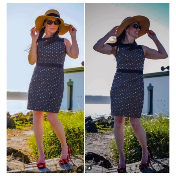 Tommy Hilfiger Vintage Sleeveless Sheath Dress with Pockets! - Navy, Size 4 - Picture 2 of 14